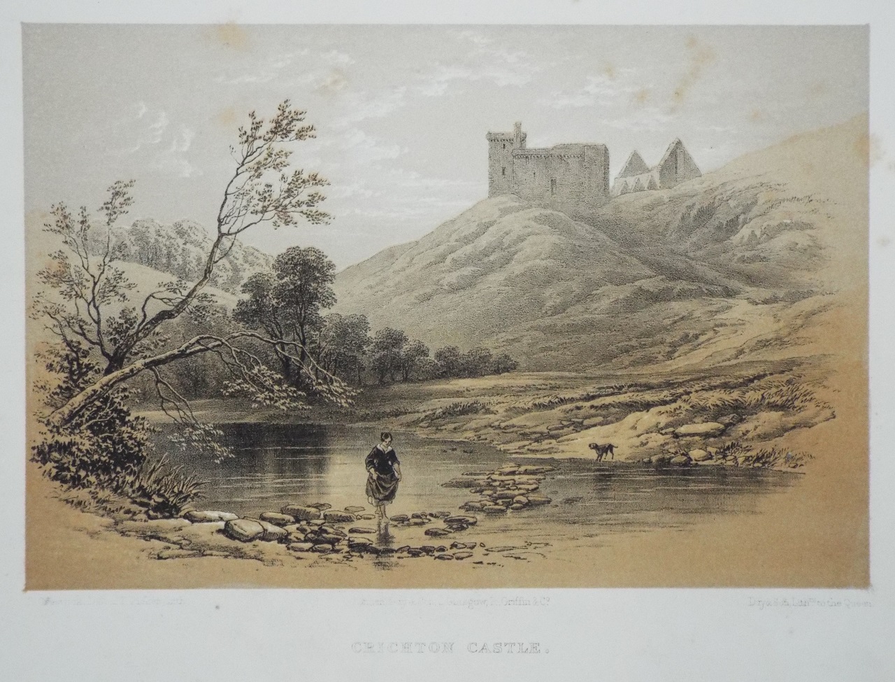 Lithograph - Crichton Castle. - Picken